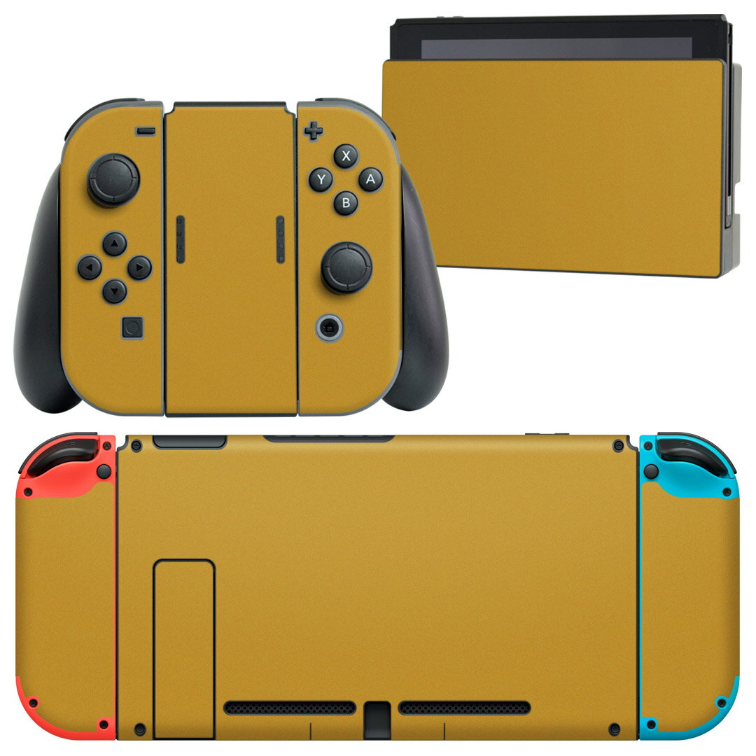 igsticker Nintendo Switch 用 デザインスキンシール 任天堂 ニンテンドー スイッチ 専用 本体ドック Joy-Con Joycon ジョイコン 専用 ゲーム機 カバー アクセサリー フィルム ステッカー 008968 シンプル　無地　黄色