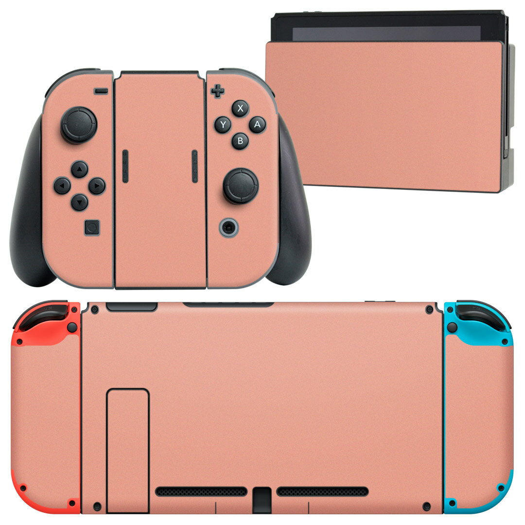 igsticker Nintendo Switch 用 デザインスキンシール 任天堂 ニンテンドー スイッチ 専用 本体ドック Joy-Con Joycon ジョイコン 専用 ゲーム機 カバー アクセサリー フィルム ステッカー 008970 シンプル　無地　ピンク