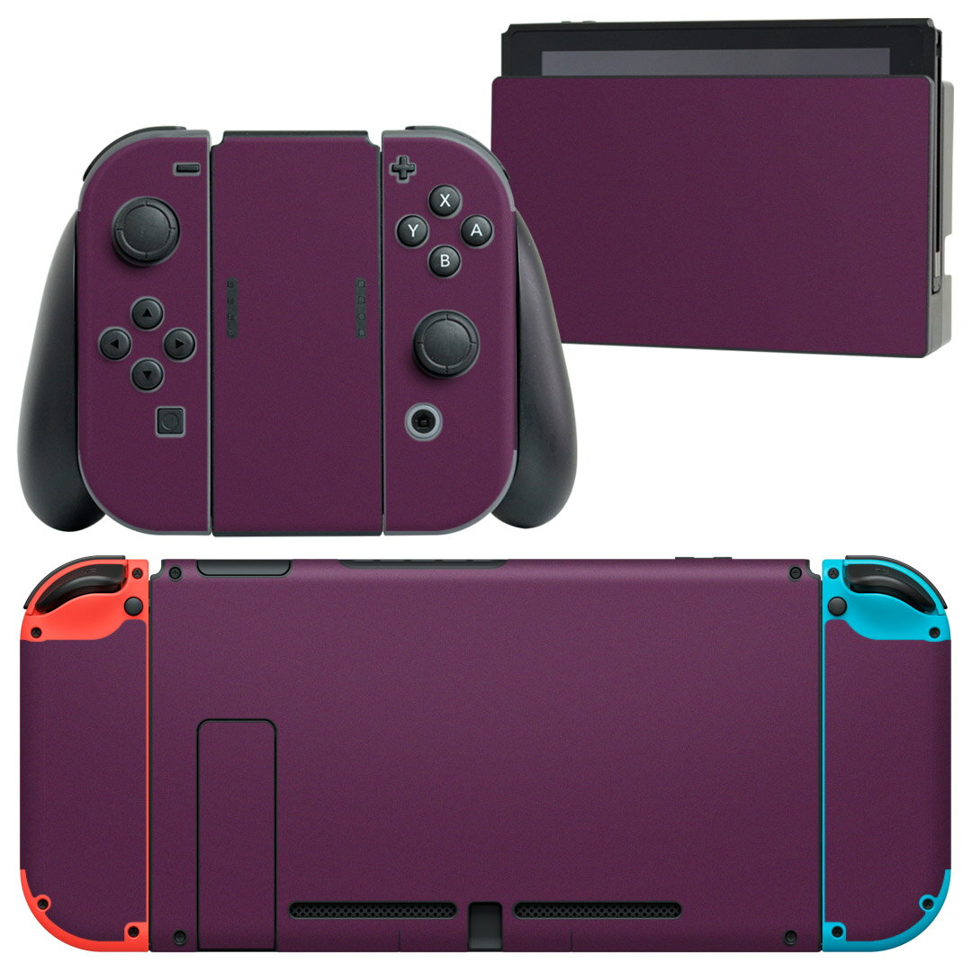 igsticker Nintendo Switch 用 デザインスキンシール 任天堂 ニンテンドー スイッチ 専用 本体ドック Joy-Con Joycon ジョイコン 専用 ゲーム機 カバー アクセサリー フィルム ステッカー 008991 シンプル 無地 紫