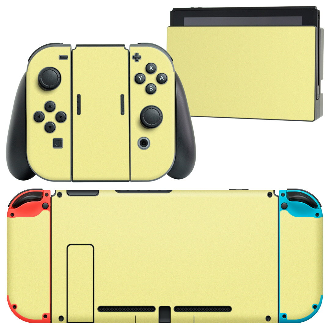 igsticker Nintendo Switch 用 デザインスキンシール 任天堂 ニンテンドー スイッチ 専用 本体ドック Joy-Con Joycon ジョイコン 専用 ゲーム機 カバー アクセサリー フィルム ステッカー 008992 シンプル 無地 黄色