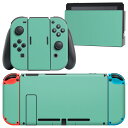 igsticker Nintendo Switch 用 デザインスキンシール 任天堂 ニンテンドー スイッチ 専用 本体ドック Joy-Con Joycon ジョイコン 専用 ゲーム機 カバー アクセサリー フィルム ステッカー 009011 シンプル　無地　緑