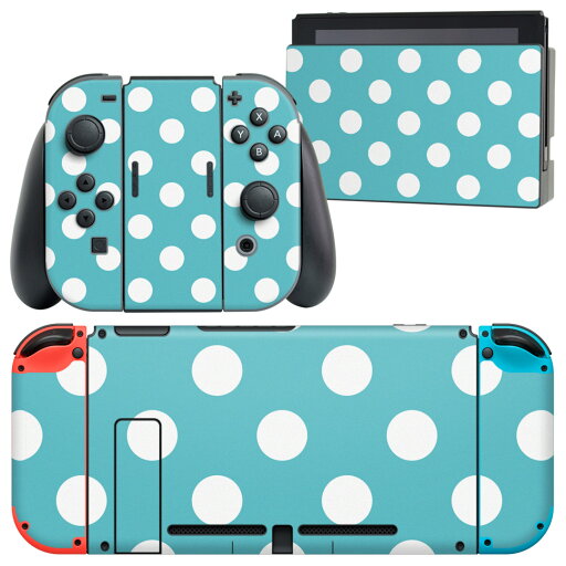 igsticker Nintendo Switch 用 デザインスキンシール 任天堂 ニンテンドー スイッチ 専用 本体ドック Joy-Con Joycon ジョイコン 専用 ゲーム機 カバー アクセサリー フィルム ステッカー 009081 シンプル 水玉 ドット 青