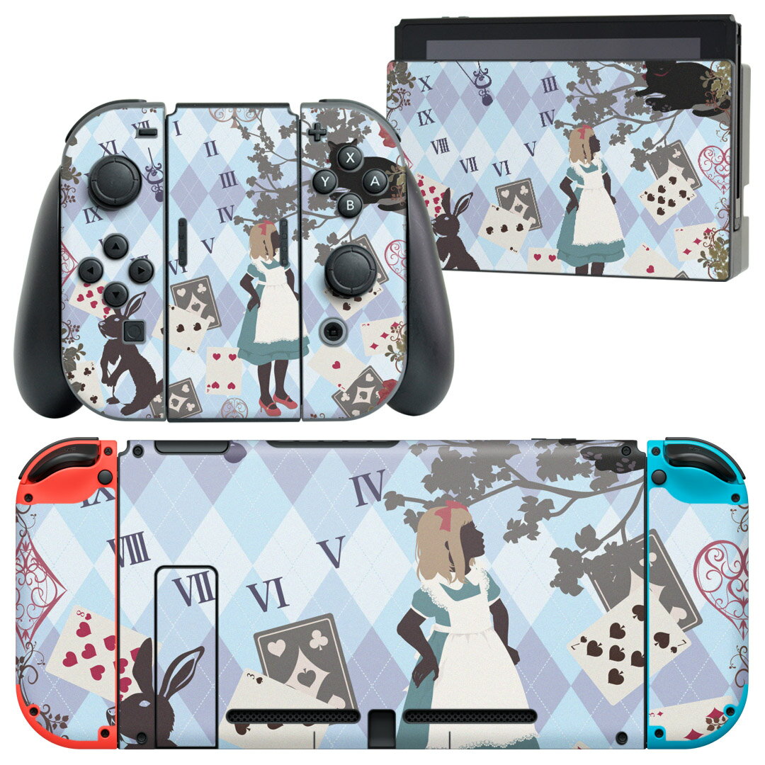 igsticker Nintendo Switch 用 デザインスキンシール 任天堂 ニンテンドー スイッチ 専用 本体ドック Joy-Con Joycon ジョイコン 専用 ゲーム機 カバー アクセサリー フィルム ステッカー 009097 童話モチーフ　イラスト