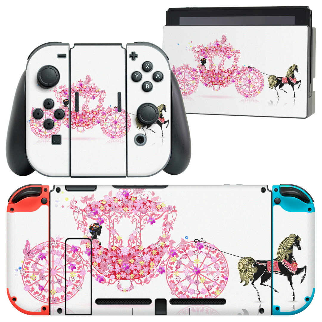 igsticker Nintendo Switch 用 デザインスキンシール 任天堂 ニンテンドー スイッチ 専用 本体ドック Joy-Con Joycon ジョイコン 専用 ゲーム機 カバー アクセサリー フィルム ステッカー 009190 花　　蝶　ピンク