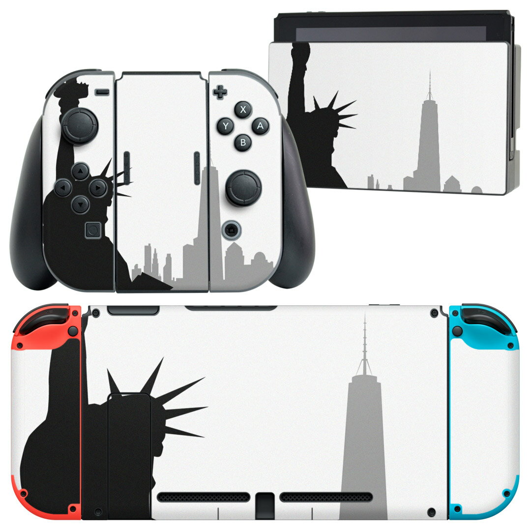 igsticker Nintendo Switch 用 デザインスキンシール 任天堂 ニンテンドー スイッチ 専用 本体ドック Joy-Con Joycon ジョイコン 専用 ゲーム機 カバー アクセサリー フィルム ステッカー 009310 外国　白　黒　風景