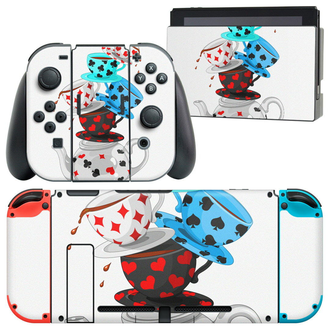igsticker Nintendo Switch 用 デザインスキンシール 任天堂 ニンテンドー スイッチ 専用 本体ドック Joy-Con Joycon ジョイコン 専用 ゲーム機 カバー アクセサリー フィルム ステッカー 009316 トランプ　模様