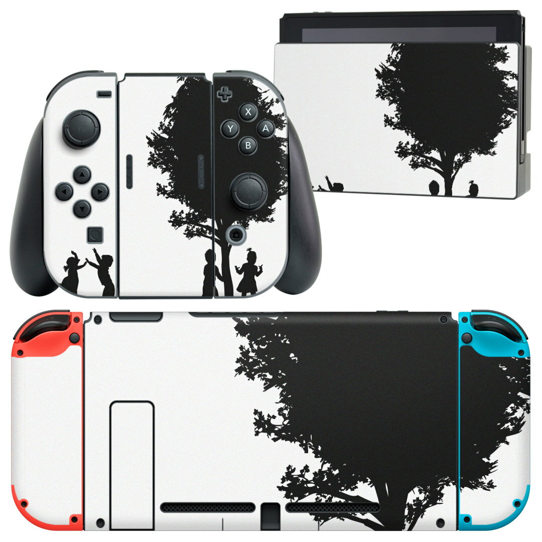 igsticker Nintendo Switch 用 デザインスキンシール 任天堂 ニンテンドー スイッチ 専用 本体ドック Joy-Con Joycon ジョイコン 専用 ゲーム機 カバー アクセサリー フィルム ステッカー 009465 人物　こども　モノクロ