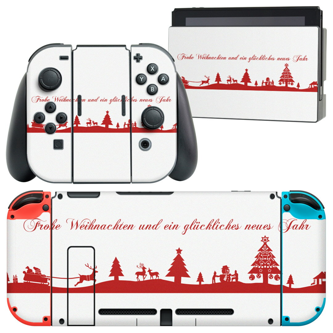 igsticker Nintendo Switch 用 デザインスキンシール 任天堂 ニンテンドー スイッチ 専用 本体ドック Joy-Con Joycon ジョイコン 専用 ゲーム機 カバー アクセサリー フィルム ステッカー 009478 クリスマス　文字　赤