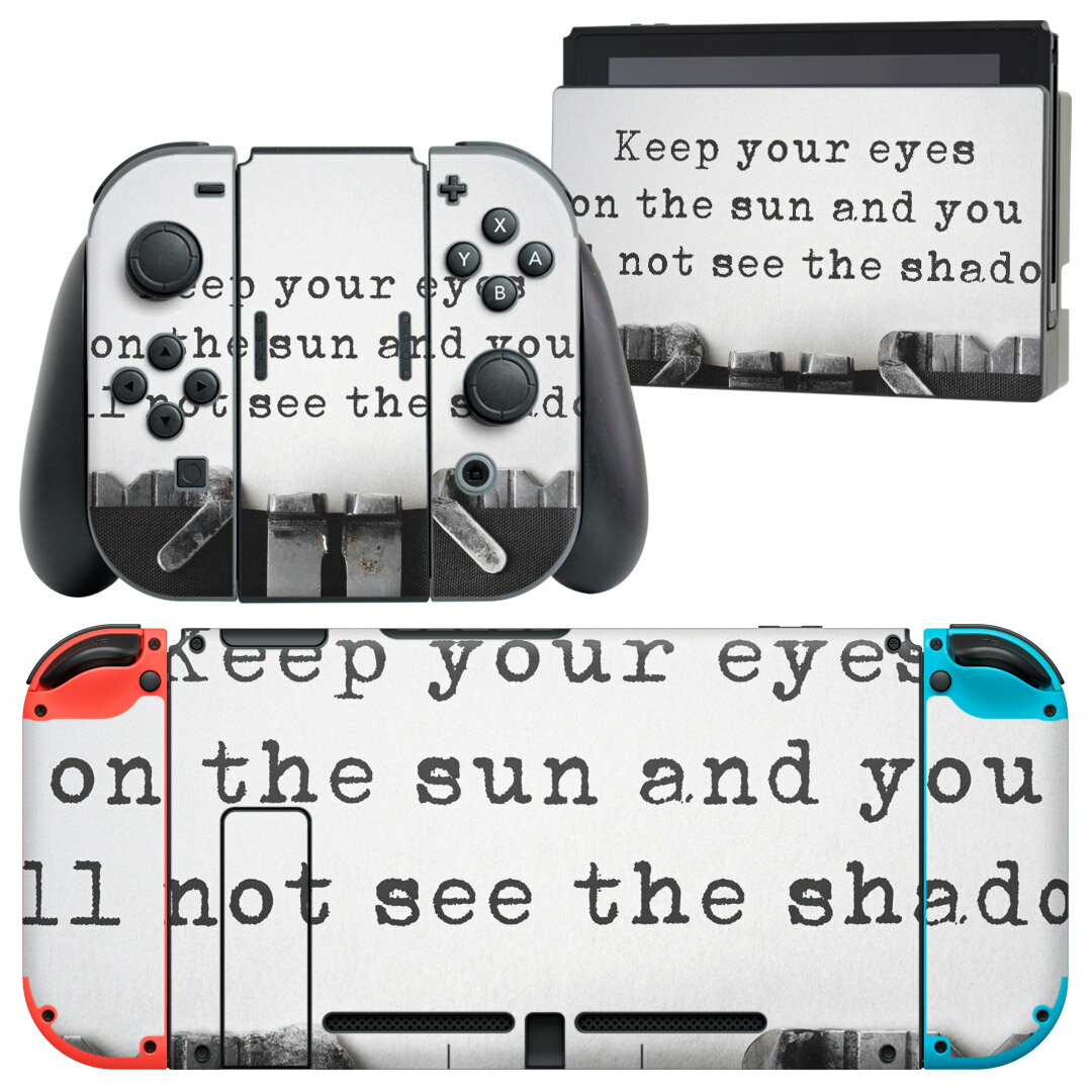 igsticker Nintendo Switch 用 デザインスキンシール 任天堂 ニンテンドー スイッチ 専用 本体ドック Joy-Con Joycon ジョイコン 専用 ゲーム機 カバー アクセサリー フィルム ステッカー 009528 英語　文字　白　黒
