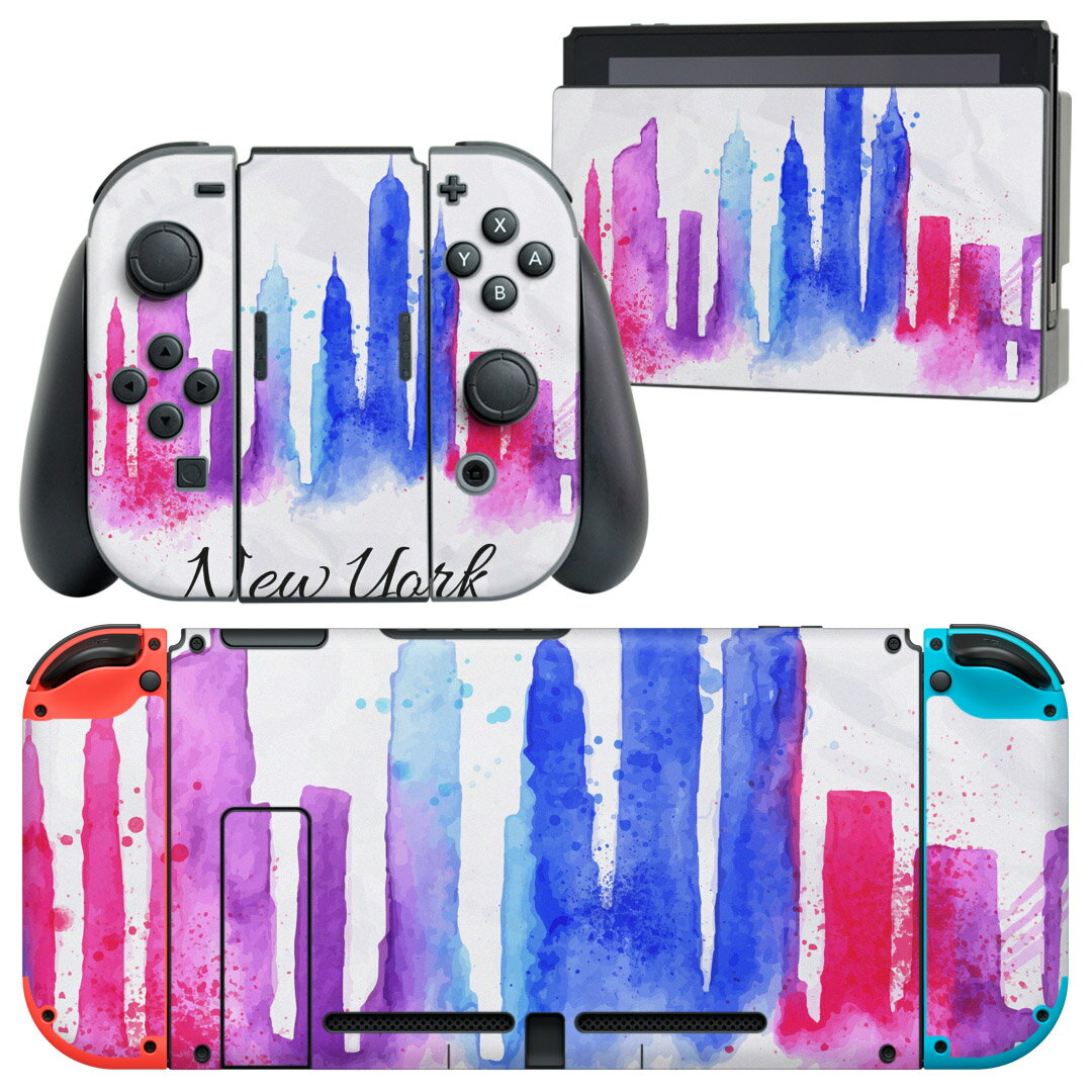 igsticker Nintendo Switch 用 デザインスキンシール 任天堂 ニンテンドー スイッチ 専用 本体ドック Joy-Con Joycon ジョイコン 専用 ゲーム機 カバー アクセサリー フィルム ステッカー 009586 風景　景色　外国　水彩