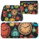 igsticker Nintendo Switch 用 デザインスキンシール 任天堂 ニンテンドー スイッチ 専用 本体ドック Joy-Con Joycon ジョイコン 専用 ゲーム機 カバー アクセサリー フィルム ステッカー 009701 時計 アンティーク