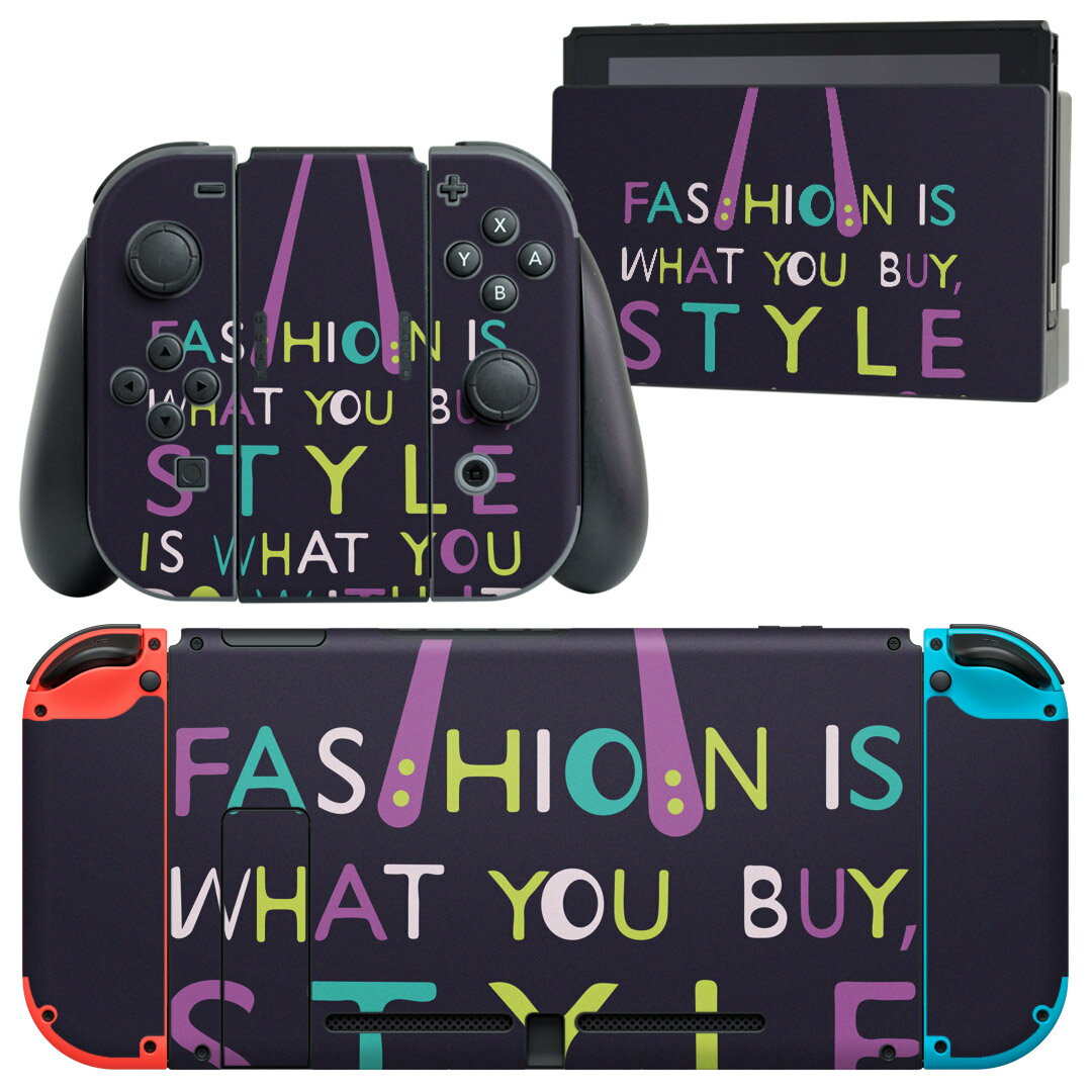 igsticker Nintendo Switch 用 デザインスキンシール 任天堂 ニンテンドー スイッチ 専用 本体ドック Joy-Con Joycon ジョイコン 専用 ゲーム機 カバー アクセサリー フィルム ステッカー 009727 おしゃれ 英語 黒