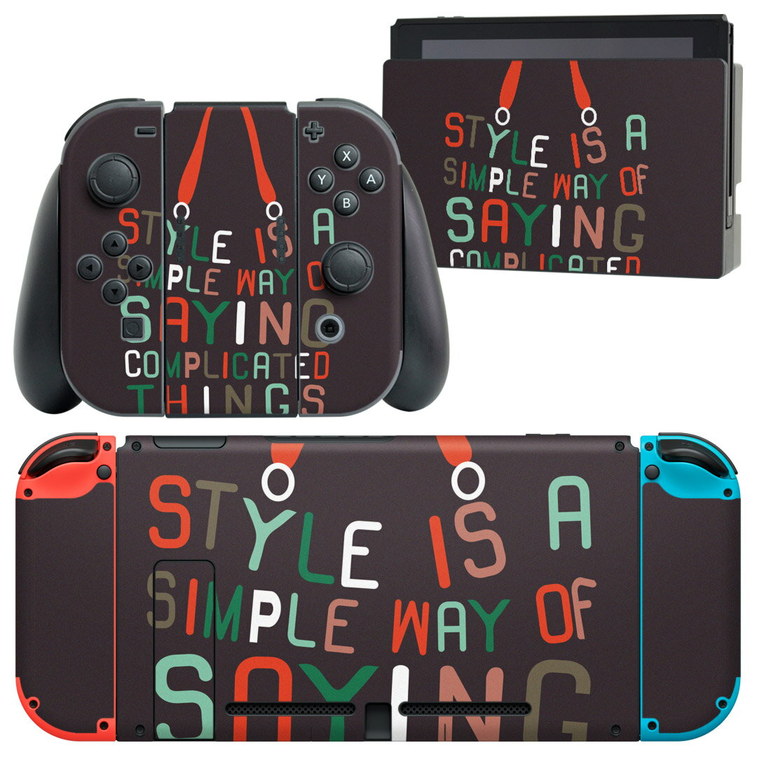 igsticker Nintendo Switch 用 デザインスキンシール 任天堂 ニンテンドー スイッチ 専用 本体ドック Joy-Con Joycon ジョイコン 専用 ゲーム機 カバー アクセサリー フィルム ステッカー 009735 おしゃれ 英語 黒