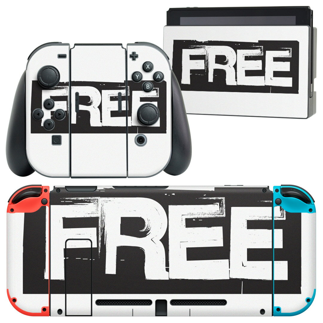 igsticker Nintendo Switch 用 デザインスキンシール 任天堂 ニンテンドー スイッチ 専用 本体ドック Joy-Con Joycon ジョイコン 専用 ゲーム機 カバー アクセサリー フィルム ステッカー 009745 英語 白 黒 文字