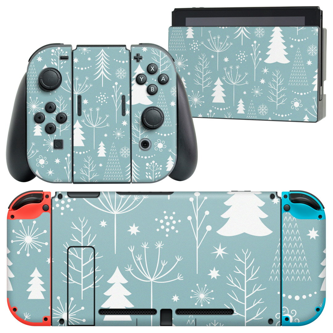 igsticker Nintendo Switch 用 デザインスキンシール 任天堂 ニンテンドー スイッチ 専用 本体ドック Joy-Con Joycon ジョイコン 専用 ゲーム機 カバー アクセサリー フィルム ステッカー 009840 クリスマス　雪　結晶