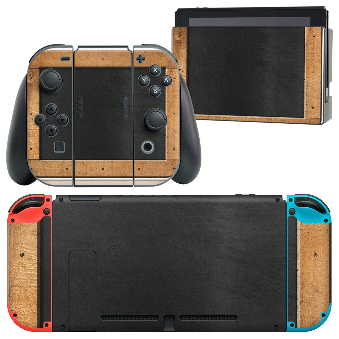 igsticker Nintendo Switch 用 デザインスキンシール 任天堂 ニンテンドー スイッチ 専用 本体ドック Joy-Con Joycon ジョイコン 専用 ゲーム機 カバー アクセサリー フィルム ステッカー 009906 黒板　シンプル