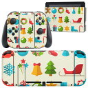 igsticker Nintendo Switch 用 デザインスキンシール 任天堂 ニンテンドー スイッチ 専用 本体ドック Joy-Con Joycon ジョイコン 専用 ゲーム機 カバー アクセサリー フィルム ステッカー 009964 クリスマス サンタ 雪だるま