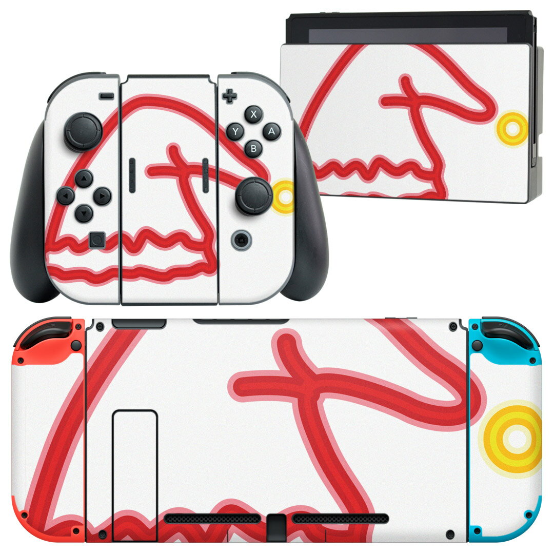 igsticker Nintendo Switch 用 デザインスキンシール 任天堂 ニンテンドー スイッチ 専用 本体ドック Joy-Con Joycon ジョイコン 専用 ゲーム機 カバー アクセサリー フィルム ステッカー 010007 クリスマス サンタ 赤