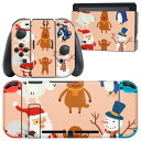 igsticker Nintendo Switch 用 デザインスキンシール 任天堂 ニンテンドー スイッチ 専用 本体ドック Joy-Con Joycon ジョイコン 専用 ゲーム機 カバー アクセサリー フィルム ステッカー 010061 クリスマス サンタ カラフル