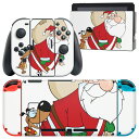 igsticker Nintendo Switch 用 デザインスキンシール 任天堂 ニンテンドー スイッチ 専用 本体ドック Joy-Con Joycon ジョイコン 専用 ゲーム機 カバー アクセサリー フィルム ステッカー 010068 クリスマス サンタ キャラクター