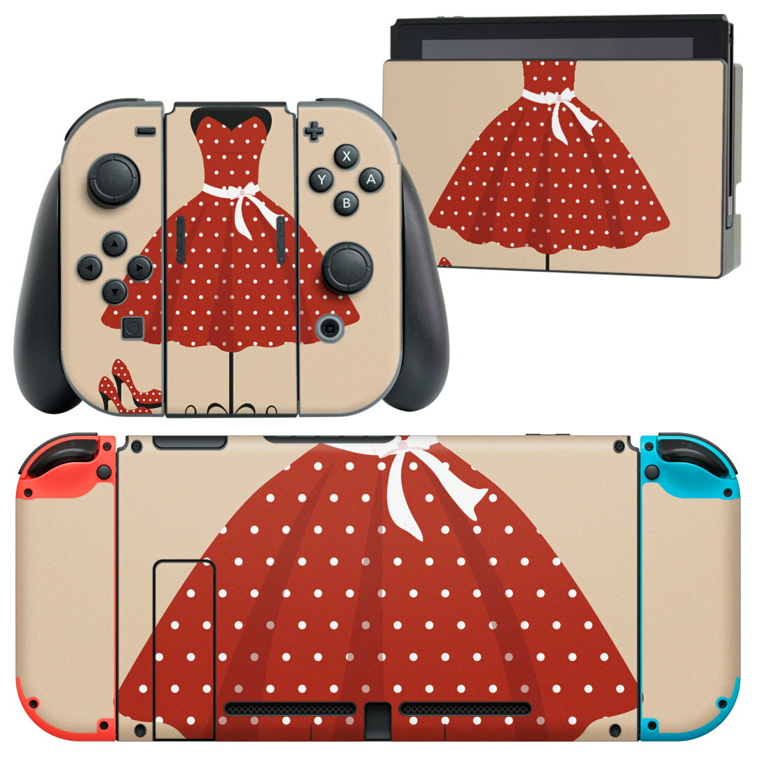 igsticker Nintendo Switch 用 デザインスキンシール 任天堂 ニンテンドー スイッチ 専用 本体ドック Joy-Con Joycon ジョイコン 専用 ゲーム機 カバー アクセサリー フィルム ステッカー 010115 おしゃれ ファッション 水玉