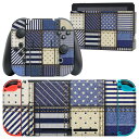 igsticker Nintendo Switch 用 デザインスキンシール 任天堂 ニンテンドー スイッチ 専用 本体ドック Joy-Con Joycon ジョイコン 専用 ゲーム機 カバー アクセサリー フィルム ステッカー 010171 水玉 ボーダー 青(2)