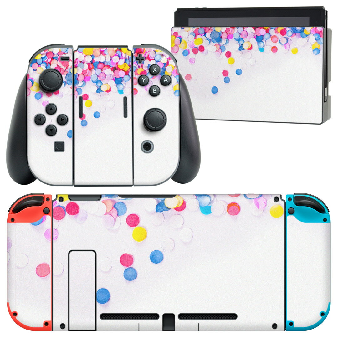 igsticker Nintendo Switch 用 デザインスキンシール 任天堂 ニンテンドー スイッチ 専用 本体ドック Joy-Con Joycon ジョイコン 専用 ゲーム機 カバー アクセサリー フィルム ステッカー 010218 カラフル 写真 シンプル