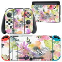 igsticker Nintendo Switch 用 デザインスキンシール 任天堂 ニンテンドー スイッチ 専用 本体ドック Joy-Con Joycon ジョイコン 専用 ゲーム機 カバー アクセサリー フィルム ステッカー 010236 花 水彩