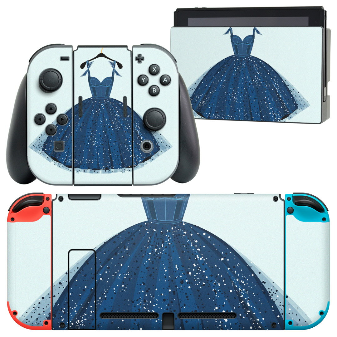 igsticker Nintendo Switch 用 デザインスキンシール 任天堂 ニンテンドー スイッチ 専用 本体ドック Joy-Con Joycon ジョイコン 専用 ゲーム機 カバー アクセサリー フィルム ステッカー 010263 おしゃれ ファッション ドレス