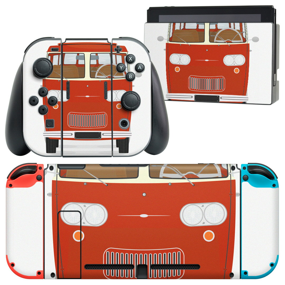 igsticker Nintendo Switch 用 デザインスキンシール 任天堂 ニンテンドー スイッチ 専用 本体ドック Joy-Con Joycon ジョイコン 専用 ゲーム機 カバー アクセサリー フィルム ステッカー 010315 乗り物 車 赤