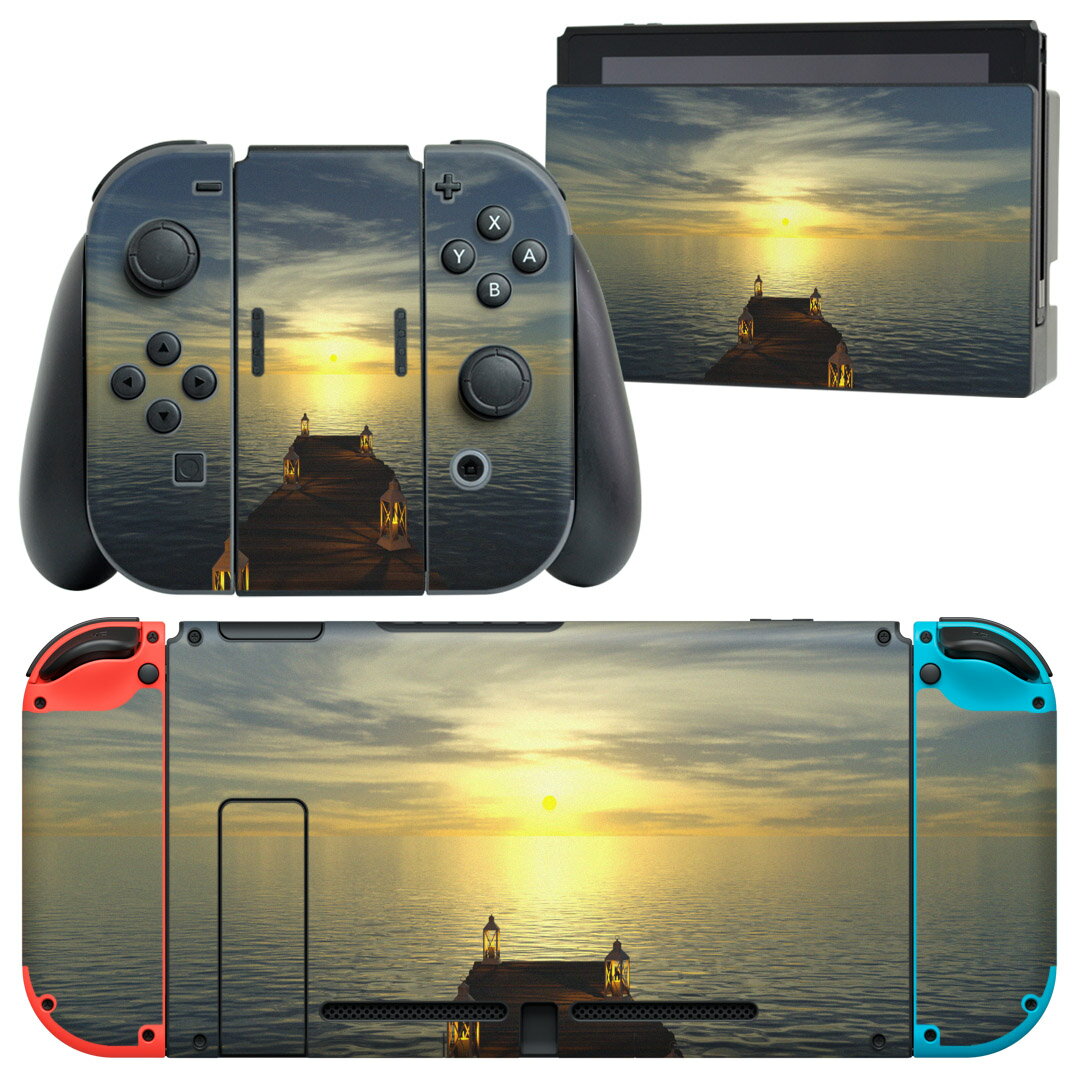 igsticker Nintendo Switch 用 デザインスキンシール 任天堂 ニンテンドー スイッチ 専用 本体ドック Joy-Con Joycon ジョイコン 専用 ゲーム機 カバー アクセサリー フィルム ステッカー 010320 海　空　写真