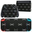 igsticker Nintendo Switch 用 デザインスキンシール 任天堂 ニンテンドー スイッチ 専用 本体ドック Joy-Con Joycon ジョイコン 専用 ゲーム機 カバー アクセサリー フィルム ステッカー 010388 リボン 白 黒(2)