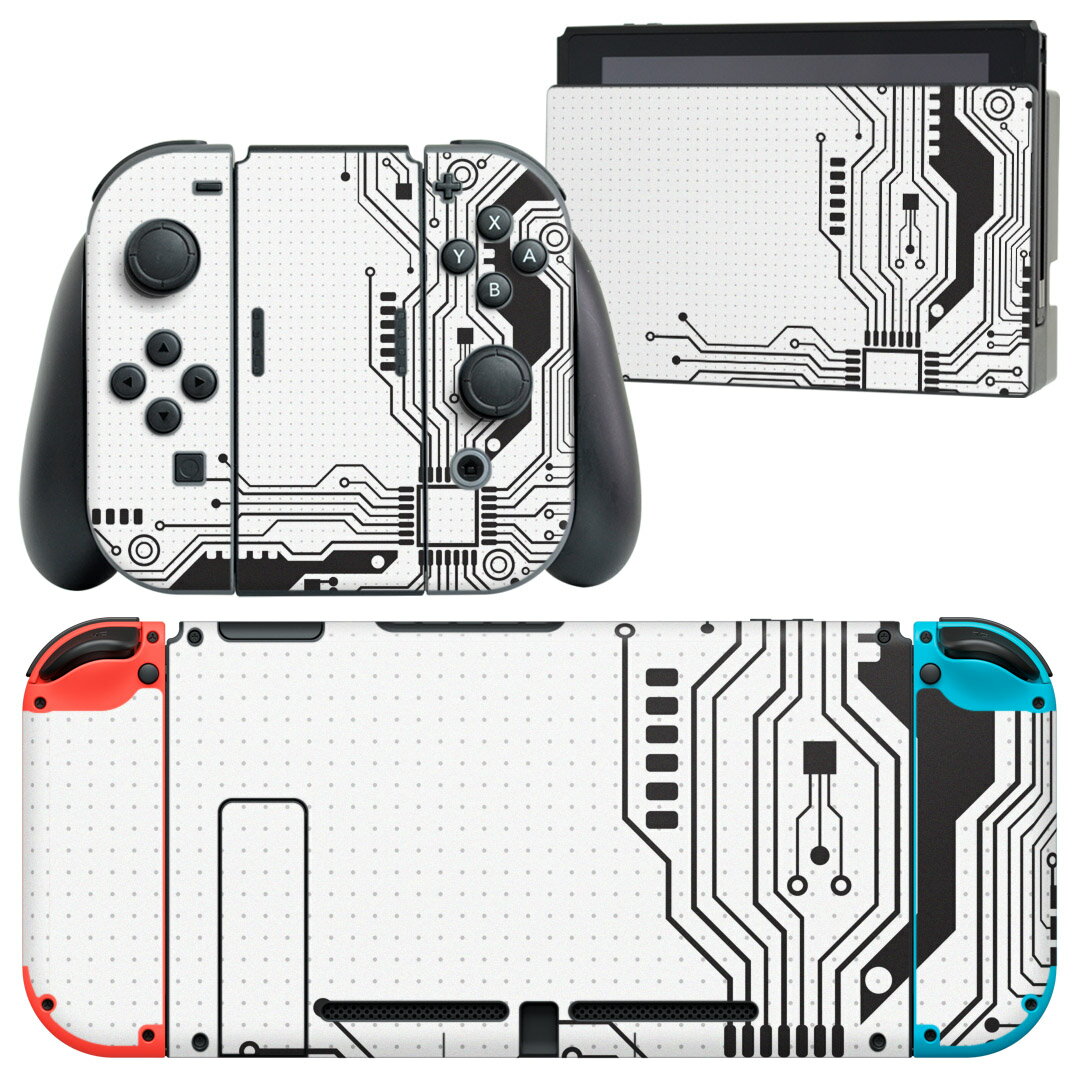 igsticker Nintendo Switch 用 デザインスキンシール 任天堂 ニンテンドー スイッチ 専用 本体ドック Joy-Con Joycon ジョイコン 専用 ゲーム機 カバー アクセサリー フィルム ステッカー 010407 化学 模様 白 黒