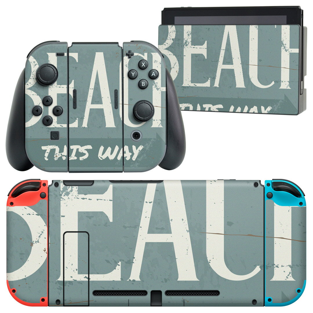 igsticker Nintendo Switch 用 デザインスキンシール 任天堂 ニンテンドー スイッチ 専用 本体ドック Joy-Con Joycon ジョイコン 専用 ゲーム機 カバー アクセサリー フィルム ステッカー 010428 英語 看板 レトロ