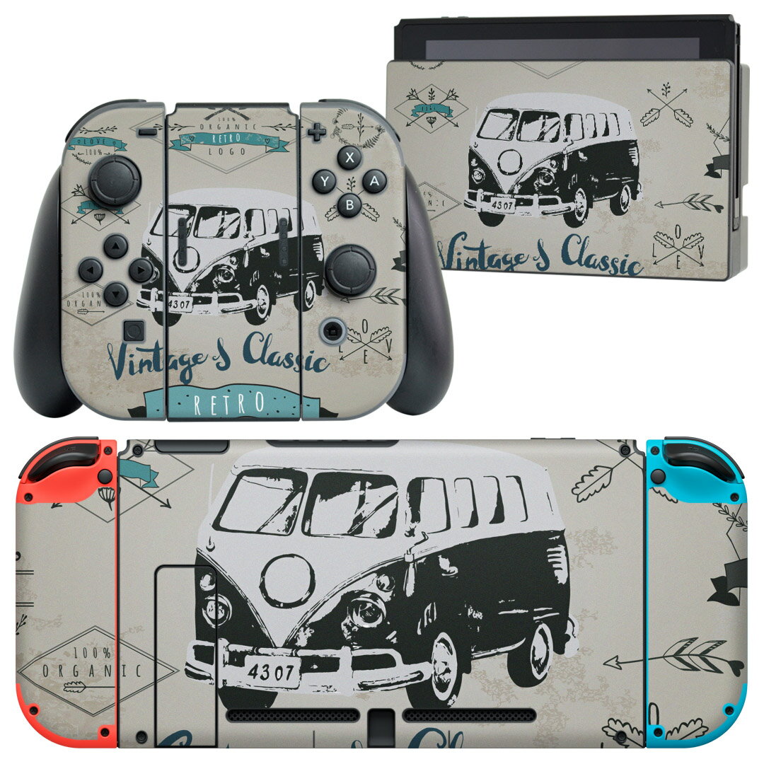 igsticker Nintendo Switch 用 デザインスキンシール 任天堂 ニンテンドー スイッチ 専用 本体ドック Joy-Con Joycon ジョイコン 専用 ゲーム機 カバー アクセサリー フィルム ステッカー 010441 乗り物　車　レトロ