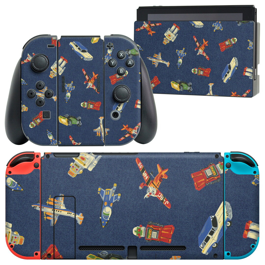 igsticker Nintendo Switch 用 デザインスキンシール 任天堂 ニンテンドー スイッチ 専用 本体ドック Joy-Con Joycon ジョイコン 専用 ゲーム機 カバー アクセサリー フィルム ステッカー 010454 おもちゃ　ロボット　車