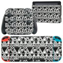igsticker Nintendo Switch 用 デザインスキンシール 任天堂 ニンテンドー スイッチ 専用 本体ドック Joy-Con Joycon ジョイコン 専用 ゲーム機 カバー アクセサリー フィルム ステッカー 010464 三角 模様 白 黒(2)