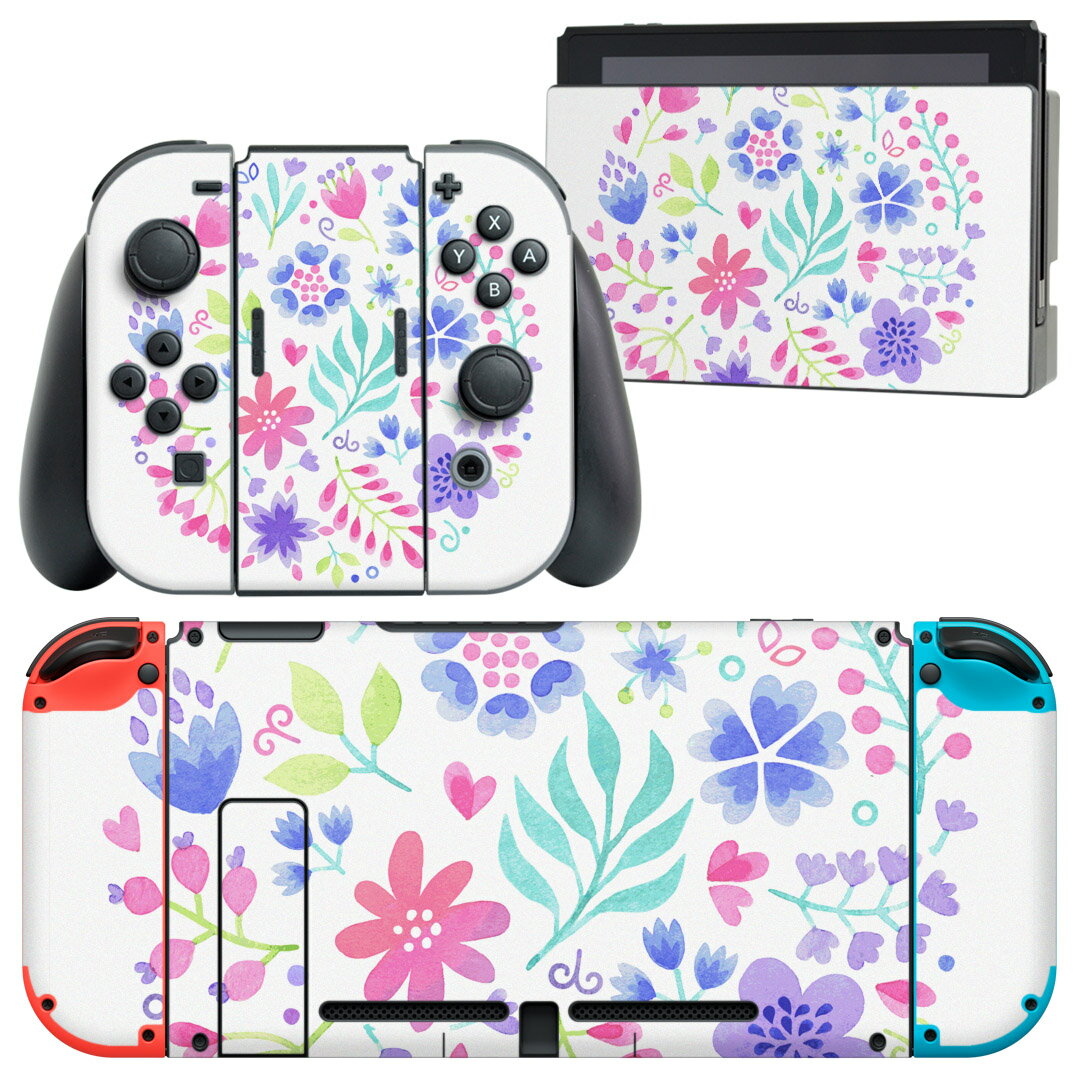 製品名 Nintendo Switch 本体裏面＆ドック正面＆ジョイコン専用 デザインスキンシール セット内容 Nintendo Switch 本体＆ドック＆ジョイコン用スキンシール（各1枚） ニンテンドースイッチ専用です。携帯機のSwitch LiteやProコンには対応していません。 商品特徴 再剥離性シートを素材に採用し、細かな位置調整がしやすく貼り直しが容易です。専用の業務プリンターを使い、商品画像と遜色のない美しい印刷仕上がり。 注意事項 画像はサンプルですので、ご覧の環境によっては多少色味に違いを感じる場合がございます。 イメージと違った、モニターと色味が異なるという理由での交換や返金はご対応出来かねます。スキンシールのみの販売で、ニンテンドースイッチ本体などは付属しません。シワができた場合、ドライヤーなどで軽く温め、外側に向けてシワを伸ばすように貼ってください。初回貼付時の位置調整や貼り直しは可能ですが、しっかりと押し付けて接着させた後の再剥離、再利用は保証しておりません。また接着部に油分や汚れが付着しますと角の部分は剥がれやすくなりますので、貼付時はあまり触れないようにご注意ください。無地のセミグロスシートにデザインをプリントした商品で、デコなどの加工はございません。 凹凸や光沢があるように見えたり布地や金属を素材にしたように見える商品もありますが、デザインの図版によるものです。印刷時に微妙な画像のズレが生じる場合がございます。ご注文後に1点1点制作する受注生産品の為、不良品以外のご返品や交換は固くお断りします。当店における繰り返しの実機テストでは問題ありませんでしたが、経過年数や使用環境により、シールを剥がす際に本体の塗装が一部剥がれる可能性があります。恐れ入りますが、万が一そのような状況になった場合でも当店ではゲーム機本体の保証は出来かねますので、予めご理解の上お求めください。 商品発送 完全受注生産のハンドメイド商品となりますので、既製品と比べて発送までお時間を頂いています。 基本的に決済確認後2?3営業日、最大で10営業日での発送となります。繁忙期や休業日明けの場合はさらに時間がかかる場合があります。 その際には別途メールにてご連絡致します。メール便の場合、発送日から到着までに2?4日ほどかかる場合が多く、紛失などの保障もご対応できかねます。あらかじめご了承下さい。