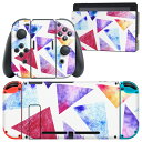 igsticker Nintendo Switch 用 デザインスキンシール 任天堂 ニンテンドー スイッチ 専用 本体ドック Joy-Con Joycon ジョイコン 専用 ゲーム機 カバー アクセサリー フィルム ステッカー 010490 水彩 カラフル