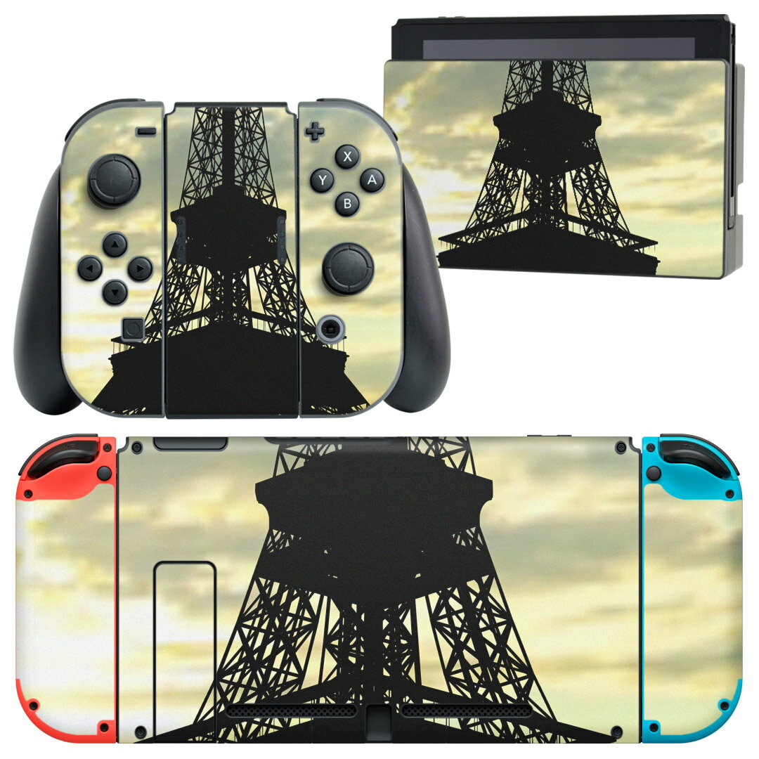 igsticker Nintendo Switch 用 デザインスキンシール 任天堂 ニンテンドー スイッチ 専用 本体ドック Joy-Con Joycon ジョイコン 専用 ゲーム機 カバー アクセサリー フィルム ステッカー 010518 写真　タワー　景色