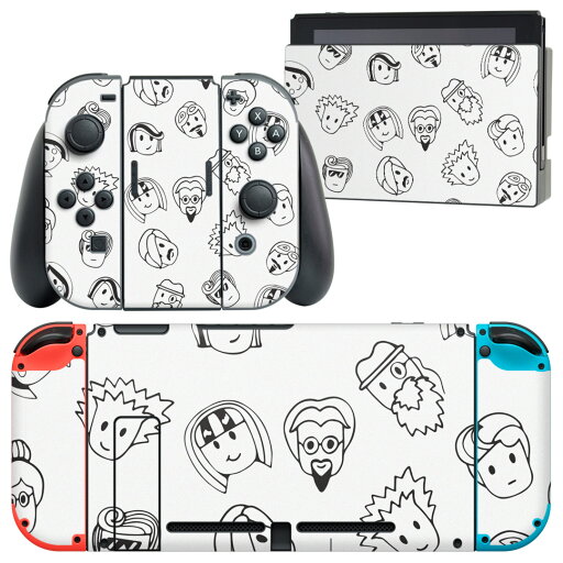 igsticker Nintendo Switch 用 デザインスキンシール 任天堂 ニンテンドー スイッチ 専用 本体ドック Joy-Con Joycon ジョイコン 専用 ゲーム機 カバー アクセサリー フィルム ステッカー 010555 キャラクター 黒 人物