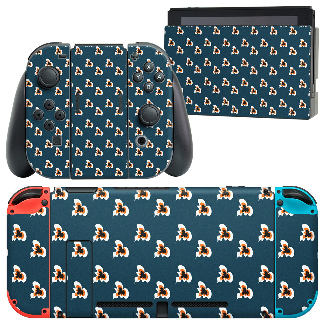 製品名 Nintendo Switch 本体裏面＆ドック正面＆ジョイコン専用 デザインスキンシール セット内容 Nintendo Switch 本体＆ドック＆ジョイコン用スキンシール（各1枚） ニンテンドースイッチ専用です。携帯機のSwitch LiteやProコンには対応していません。 商品特徴 再剥離性シートを素材に採用し、細かな位置調整がしやすく貼り直しが容易です。専用の業務プリンターを使い、商品画像と遜色のない美しい印刷仕上がり。 注意事項 画像はサンプルですので、ご覧の環境によっては多少色味に違いを感じる場合がございます。 イメージと違った、モニターと色味が異なるという理由での交換や返金はご対応出来かねます。スキンシールのみの販売で、ニンテンドースイッチ本体などは付属しません。シワができた場合、ドライヤーなどで軽く温め、外側に向けてシワを伸ばすように貼ってください。初回貼付時の位置調整や貼り直しは可能ですが、しっかりと押し付けて接着させた後の再剥離、再利用は保証しておりません。また接着部に油分や汚れが付着しますと角の部分は剥がれやすくなりますので、貼付時はあまり触れないようにご注意ください。無地のセミグロスシートにデザインをプリントした商品で、デコなどの加工はございません。 凹凸や光沢があるように見えたり布地や金属を素材にしたように見える商品もありますが、デザインの図版によるものです。印刷時に微妙な画像のズレが生じる場合がございます。ご注文後に1点1点制作する受注生産品の為、不良品以外のご返品や交換は固くお断りします。当店における繰り返しの実機テストでは問題ありませんでしたが、経過年数や使用環境により、シールを剥がす際に本体の塗装が一部剥がれる可能性があります。恐れ入りますが、万が一そのような状況になった場合でも当店ではゲーム機本体の保証は出来かねますので、予めご理解の上お求めください。 商品発送 完全受注生産のハンドメイド商品となりますので、既製品と比べて発送までお時間を頂いています。 基本的に決済確認後2?3営業日、最大で10営業日での発送となります。繁忙期や休業日明けの場合はさらに時間がかかる場合があります。 その際には別途メールにてご連絡致します。メール便の場合、発送日から到着までに2?4日ほどかかる場合が多く、紛失などの保障もご対応できかねます。あらかじめご了承下さい。