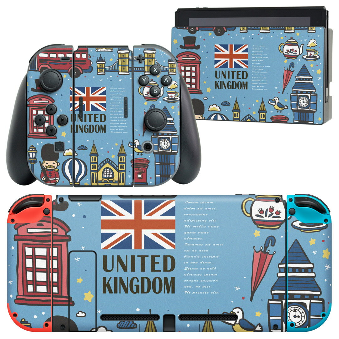 igsticker Nintendo Switch 用 デザインスキンシール 任天堂 ニンテンドー スイッチ 専用 本体ドック Joy-Con Joycon ジョイコン 専用 ゲーム機 カバー アクセサリー フィルム ステッカー 010583 イギリス 風景 青