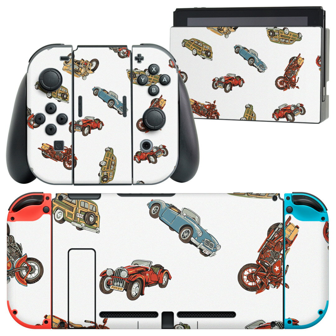 igsticker Nintendo Switch 用 デザインスキンシール 任天堂 ニンテンドー スイッチ 専用 本体ドック Joy-Con Joycon ジョイコン 専用 ゲーム機 カバー アクセサリー フィルム ステッカー 010609 車 バイク レトロ