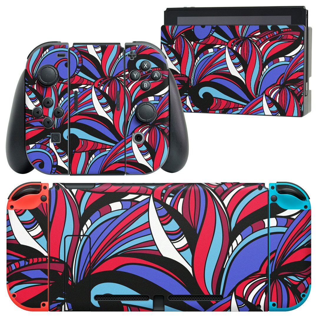 igsticker Nintendo Switch 用 デザインスキンシール 任天堂 ニンテンドー スイッチ 専用 本体ドック Joy-Con Joycon ジョイコン 専用 ゲーム機 カバー アクセサリー フィルム ステッカー 010617 アート　模様　カラフル