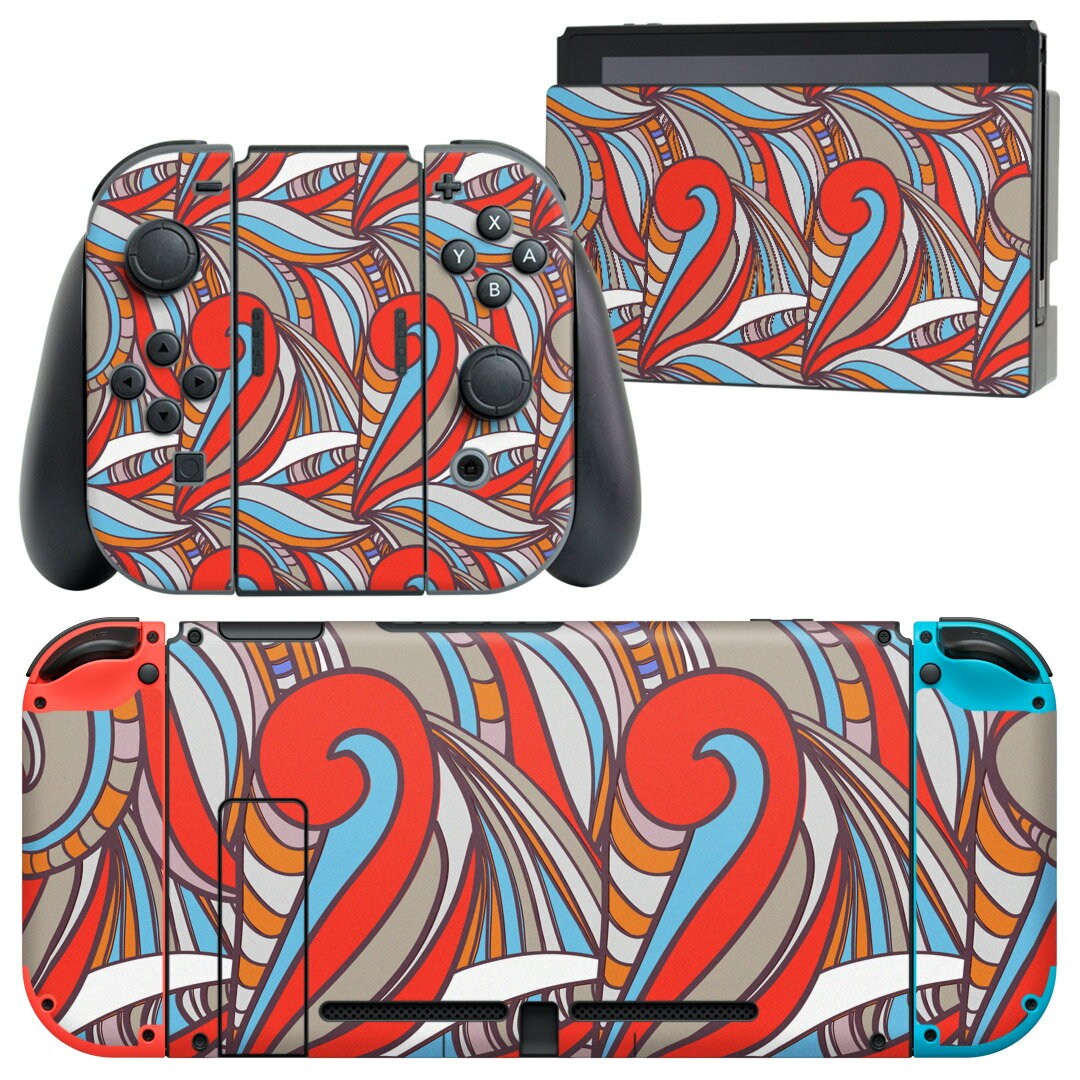 製品名 Nintendo Switch 本体裏面＆ドック正面＆ジョイコン専用 デザインスキンシール セット内容 Nintendo Switch 本体＆ドック＆ジョイコン用スキンシール（各1枚） ニンテンドースイッチ専用です。携帯機のSwitch LiteやProコンには対応していません。 商品特徴 再剥離性シートを素材に採用し、細かな位置調整がしやすく貼り直しが容易です。専用の業務プリンターを使い、商品画像と遜色のない美しい印刷仕上がり。 注意事項 画像はサンプルですので、ご覧の環境によっては多少色味に違いを感じる場合がございます。 イメージと違った、モニターと色味が異なるという理由での交換や返金はご対応出来かねます。スキンシールのみの販売で、ニンテンドースイッチ本体などは付属しません。シワができた場合、ドライヤーなどで軽く温め、外側に向けてシワを伸ばすように貼ってください。初回貼付時の位置調整や貼り直しは可能ですが、しっかりと押し付けて接着させた後の再剥離、再利用は保証しておりません。また接着部に油分や汚れが付着しますと角の部分は剥がれやすくなりますので、貼付時はあまり触れないようにご注意ください。無地のセミグロスシートにデザインをプリントした商品で、デコなどの加工はございません。 凹凸や光沢があるように見えたり布地や金属を素材にしたように見える商品もありますが、デザインの図版によるものです。印刷時に微妙な画像のズレが生じる場合がございます。ご注文後に1点1点制作する受注生産品の為、不良品以外のご返品や交換は固くお断りします。当店における繰り返しの実機テストでは問題ありませんでしたが、経過年数や使用環境により、シールを剥がす際に本体の塗装が一部剥がれる可能性があります。恐れ入りますが、万が一そのような状況になった場合でも当店ではゲーム機本体の保証は出来かねますので、予めご理解の上お求めください。 商品発送 完全受注生産のハンドメイド商品となりますので、既製品と比べて発送までお時間を頂いています。 基本的に決済確認後2?3営業日、最大で10営業日での発送となります。繁忙期や休業日明けの場合はさらに時間がかかる場合があります。 その際には別途メールにてご連絡致します。メール便の場合、発送日から到着までに2?4日ほどかかる場合が多く、紛失などの保障もご対応できかねます。あらかじめご了承下さい。
