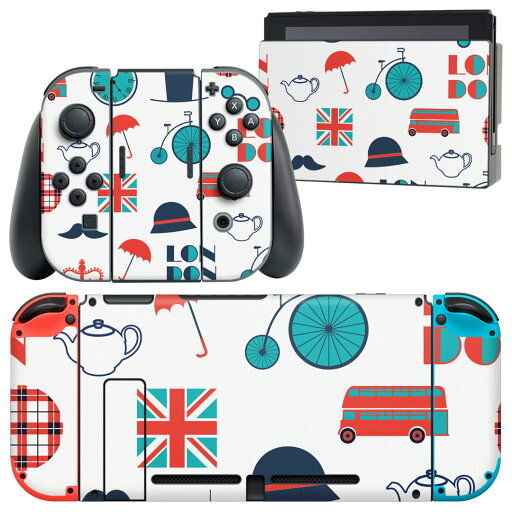 igsticker Nintendo Switch 用 デザインスキンシール 任天堂 ニンテンドー スイッチ 専用 本体ドック Joy-Con Joycon ジョイコン 専用 ゲーム機 カバー アクセサリー フィルム ステッカー 010648 ロンドン 国旗 おしゃれ