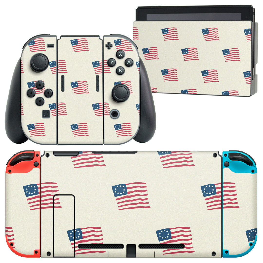 igsticker Nintendo Switch 用 デザインスキンシール 任天堂 ニンテンドー スイッチ 専用 本体ドック Joy-Con Joycon ジョイコン 専用 ゲーム機 カバー アクセサリー フィルム ステッカー 010666 アメリカ　国旗　外国