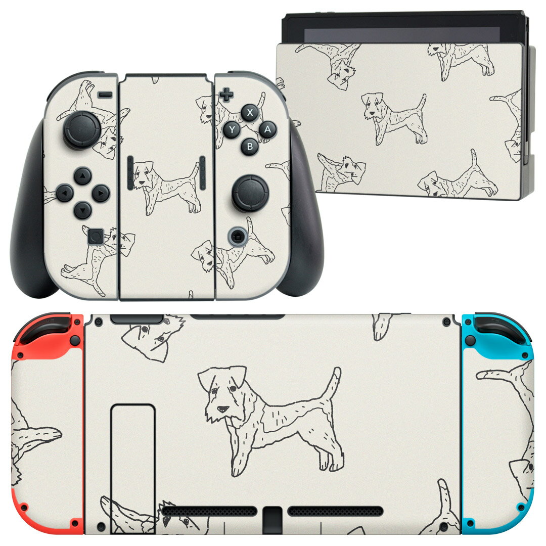 igsticker Nintendo Switch 用 デザインスキンシール 任天堂 ニンテンドー スイッチ 専用 本体ドック Joy-Con Joycon ジョイコン 専用 ゲーム機 カバー アクセサリー フィルム ステッカー 010698 犬　動物　イラスト