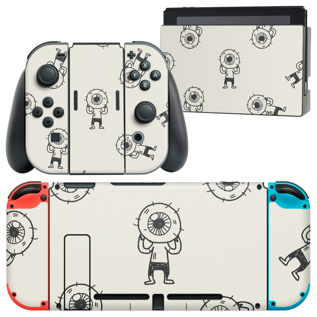 igsticker Nintendo Switch 用 デザインスキンシール 任天堂 ニンテンドー スイッチ 専用 本体ドック Joy-Con Joycon ジョイコン 専用 ゲーム機 カバー アクセサリー フィルム ステッカー 010701 目玉おやじ　キャラクター